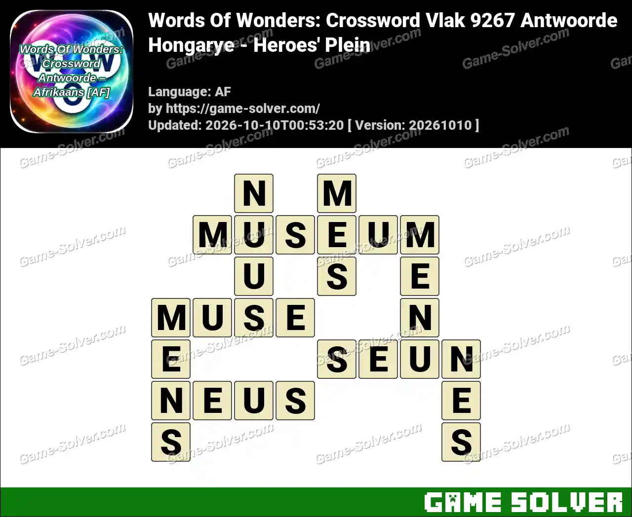 Words Of Wonders: Crossword Vlak 9267 Antwoorde – Hongarye – Heroes’ Plein